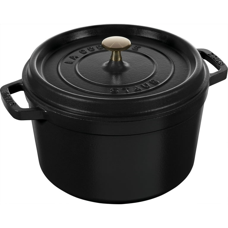 Staub Cast Iron Dutch Oven 5-QT Tall Cocotte, Made In France, Serves 5-6,  Matte Black