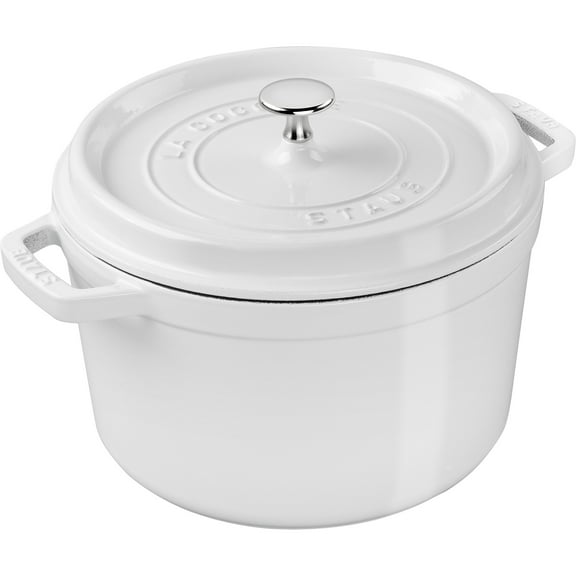 Staub Cast Iron Dutch Oven 5-qt Tall Cocotte, Made in France, Serves 5-6, White