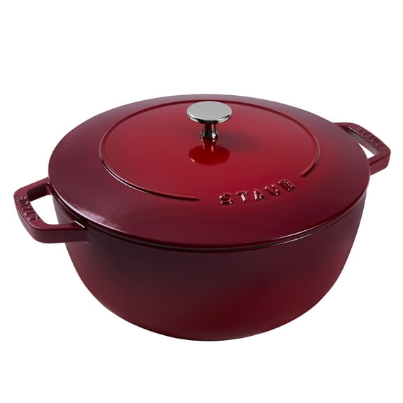 Staub Cast Iron Essential French Oven, Dutch Oven, 5-quart, serves 5-6, Made in France - Cherry