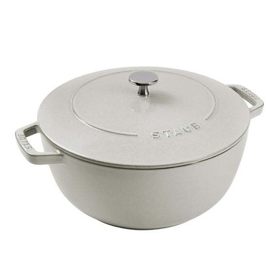 Staub Cast Iron Essential French Oven, Dutch Oven, 5-quart, serves 5-6, Made in France - White Truffle