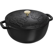 Staub Cast Iron Essential French Oven, Dutch Oven, 5-quart, serves 5-6, Made in France, with Horse Lid - Matte Black