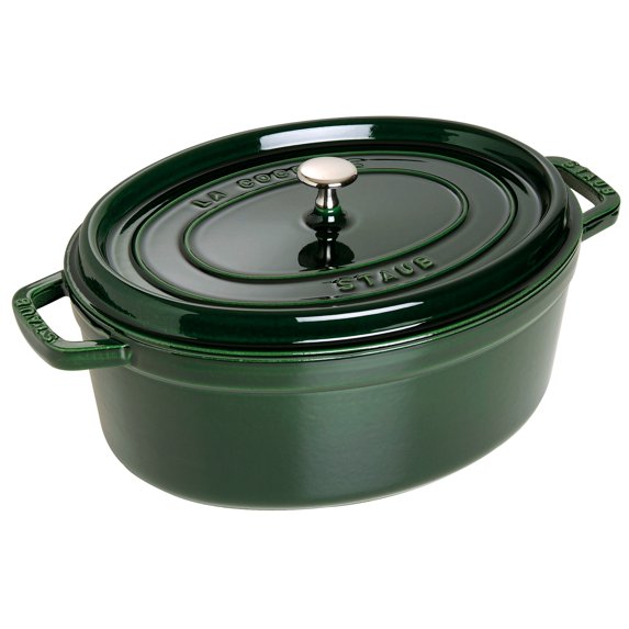 Staub Cast Iron Oval Cocotte, Dutch Oven, 5.75-quart, serves 5-6, Made in France, Basil