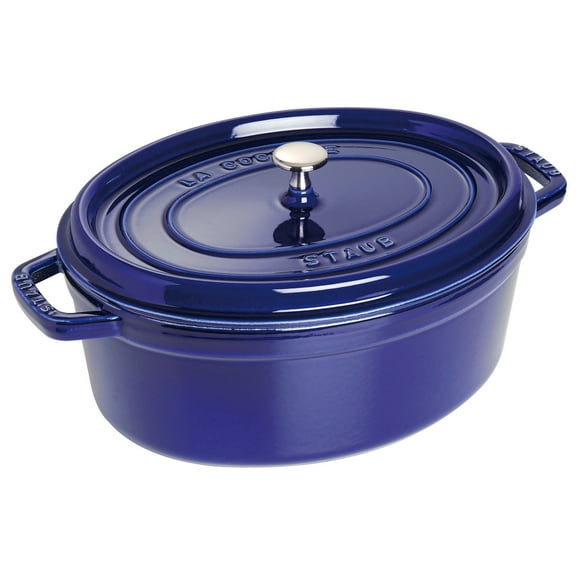 Staub Cast Iron Oval Cocotte, Dutch Oven, 5.75-quart, serves 5-6, Made in France, Dark Blue