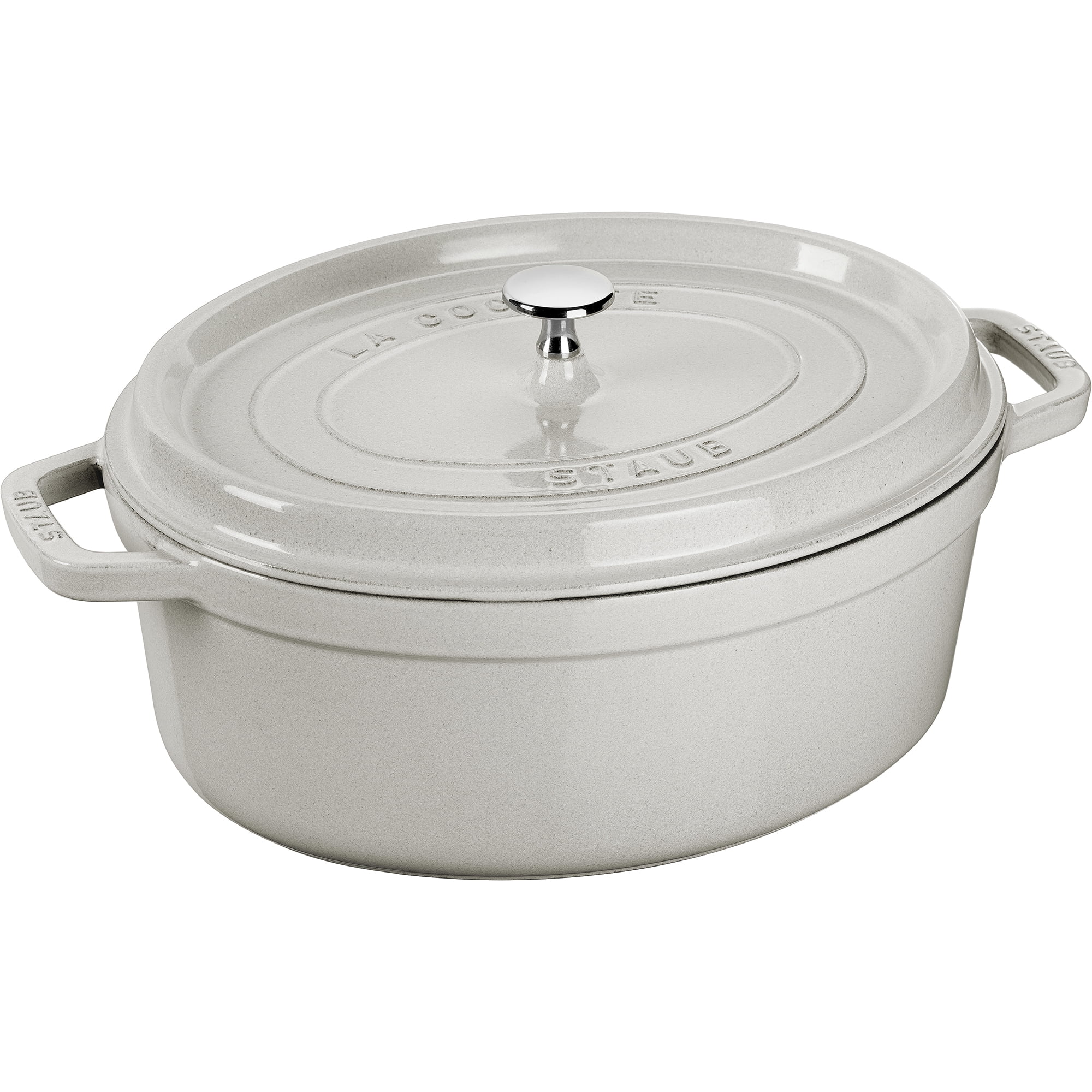 Staub Cast Iron Oval Cocotte, Dutch Oven, 5.75-quart, serves 5-6, Made in  France, White Truffle 