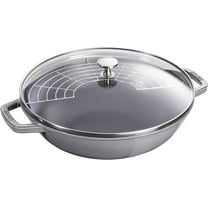 Staub Cast Iron Perfect Pan, Wok, Dutch Oven, 4.5-quart, serves 4-5, Made in France, Graphite Gray, Made in France