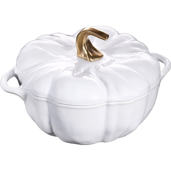 Staub Cast Iron 3.5-qt Pumpkin Cocotte with Gold Stem - White