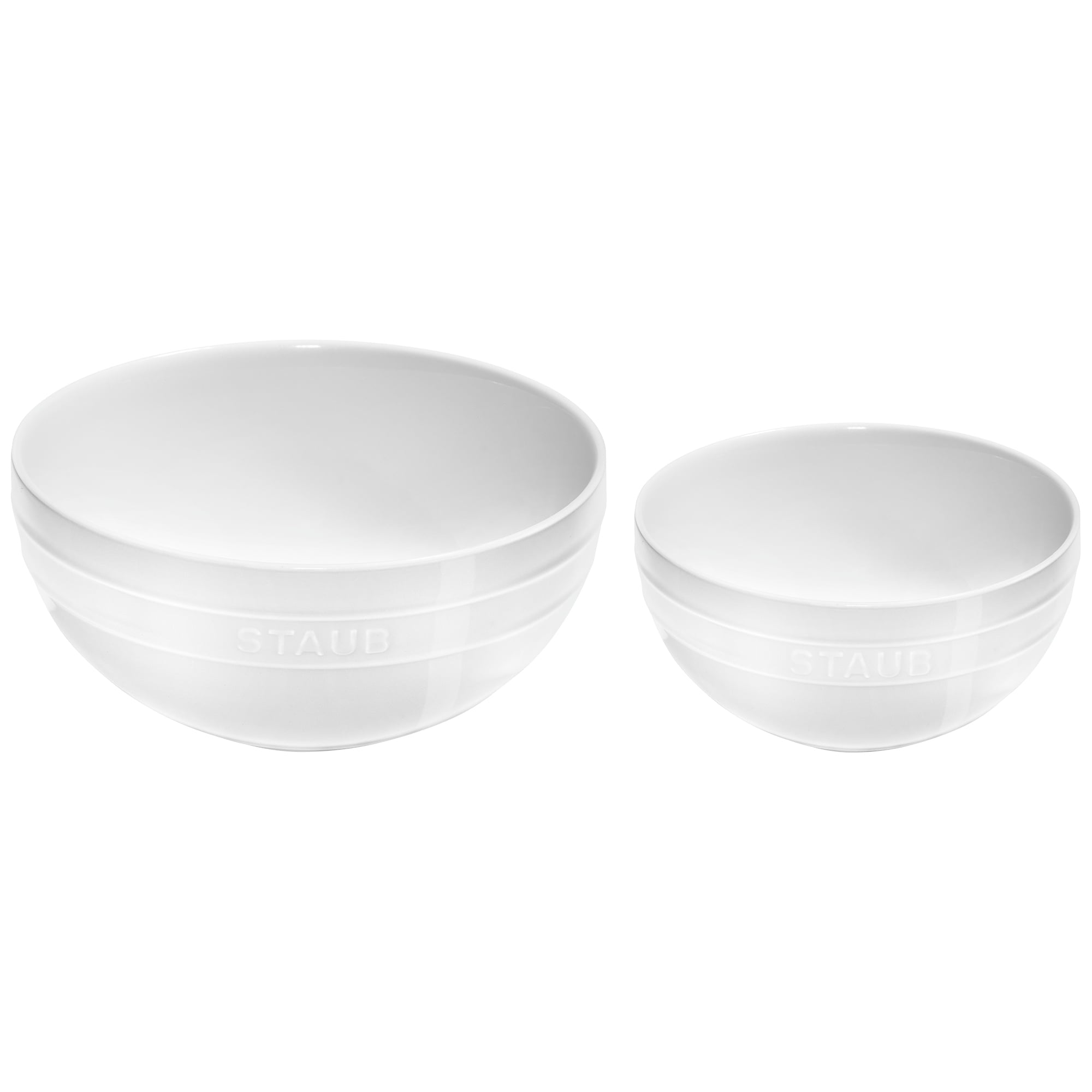 Staub White Ceramic 2-Piece Round Bowl Set