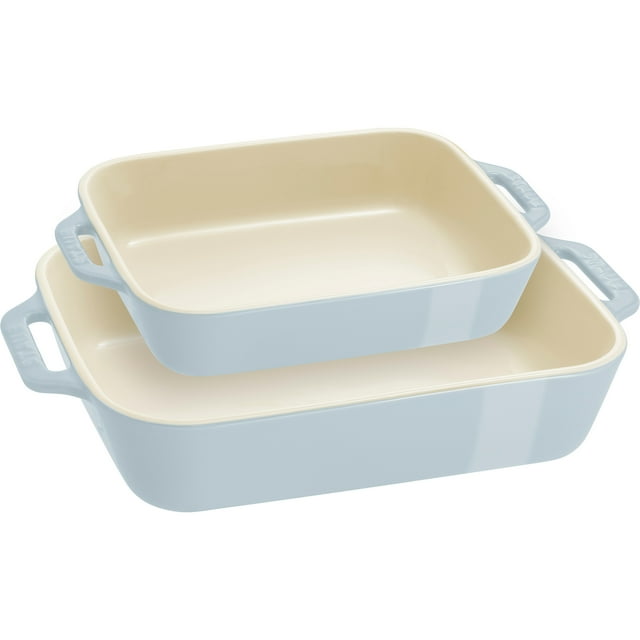 Staub Ceramic 2-pc Rectangular Baking Dish Set - Macaron Pastel Blue ...