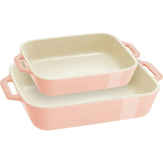 Staub Ceramic 2-pc Rectangular Baking Dish Set - Macaron Pastel Pink