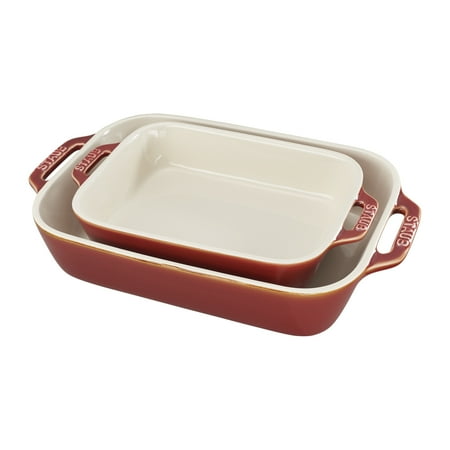 Staub - Ceramics 2-piece Rectangular Baking Dish Set - Rustic Red