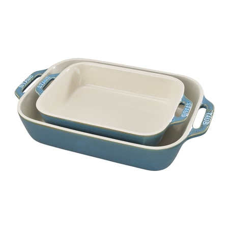 Staub Ceramic 2-pc Rectangular Baking Dish Set - Rustic Turquoise