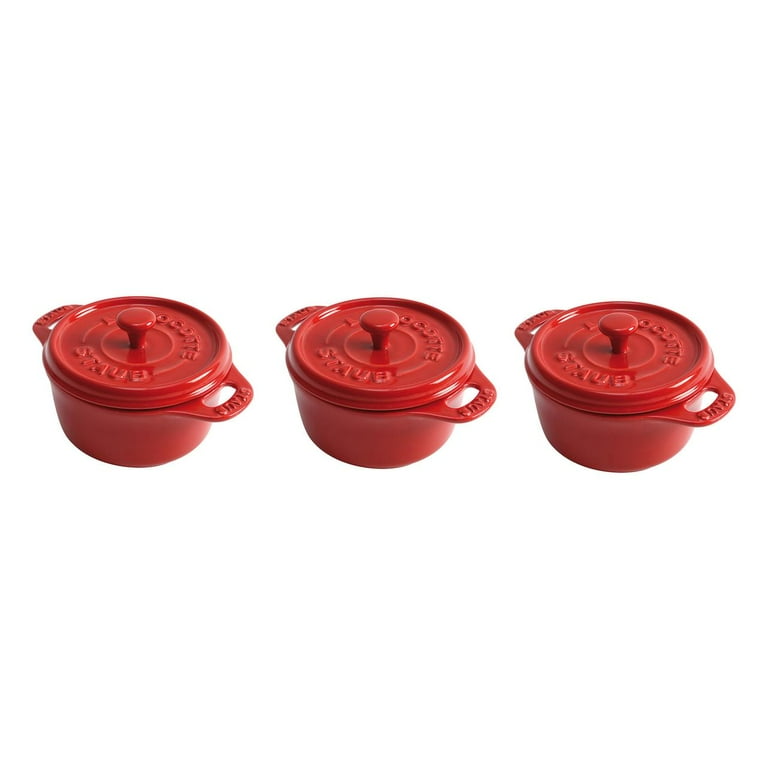 Staub Ceramic 3-pc Mini Round Cocotte Set - Cherry - Walmart.com