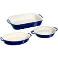 thumbnail image 1 of Staub Ceramic 3-pc Mixed Baking Dish Set - Dark Blue, 1 of 6