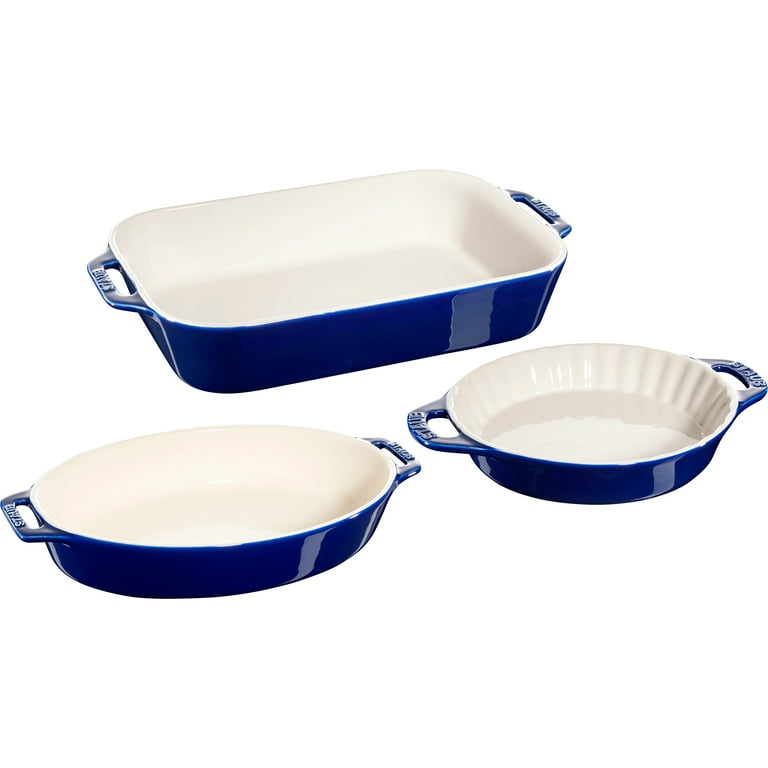 Staub Ceramic 3 pc Mixed Baking Dish Set Dark Blue Walmart