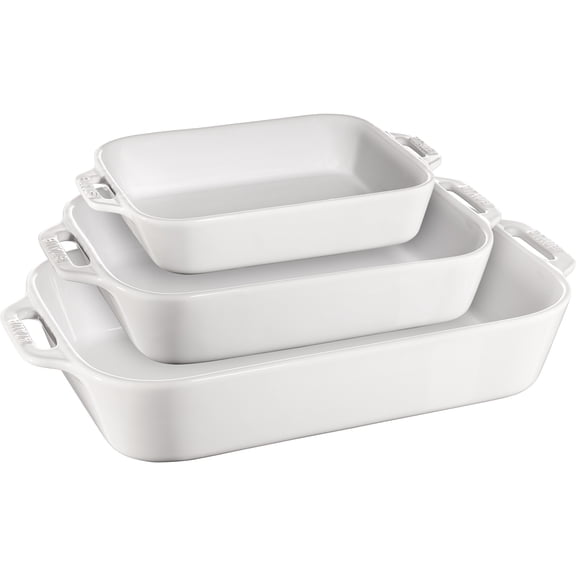 Staub Ceramic 3-pc Rectangular Baking Dish Set - White