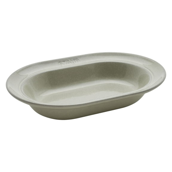 Staub Ceramic Dinnerware 10-inch Oval Serving Dish - White Truffle