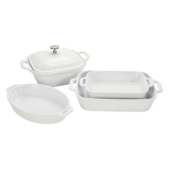 Staub Ceramic Stoneware 5-pc Mixed Baking Dish Set – White
