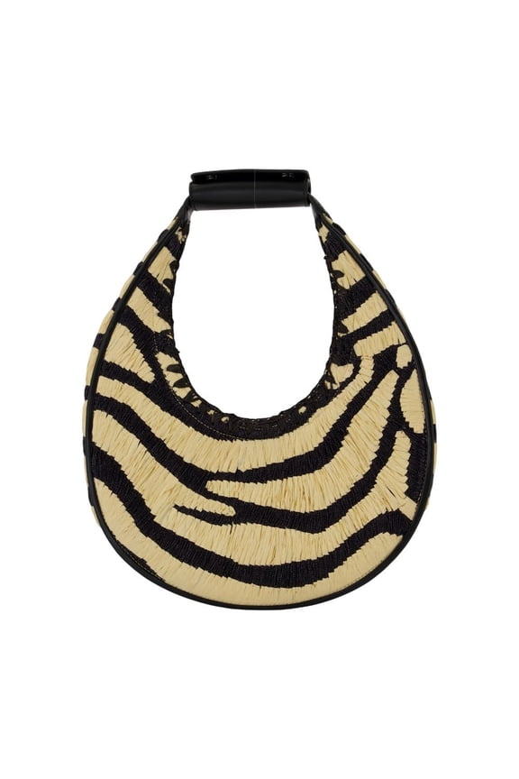 Women's Moon Handbag - Raphia - Multi Multicolor