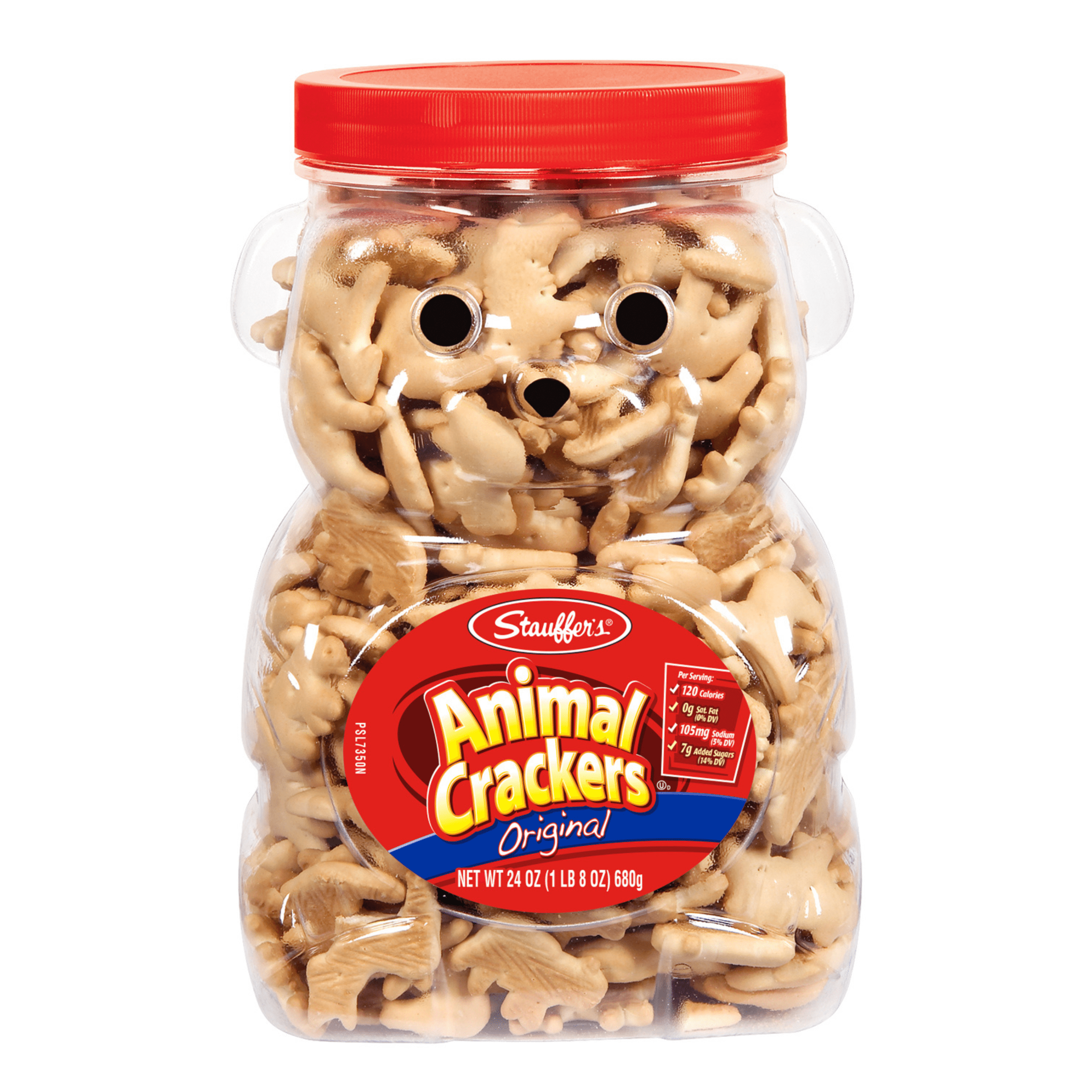 Stauffer's Original Animal Crackers, 24 oz Resealable Family Size Bear Jug, Low Fat Snack for Kids & Adults
