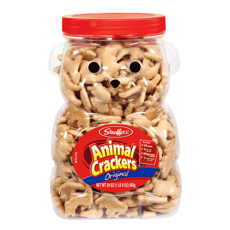Stauffer's Original Animal Crackers, 24 oz Resealable Family Size Bear Jug, Low Fat Snack for Kids & Adults