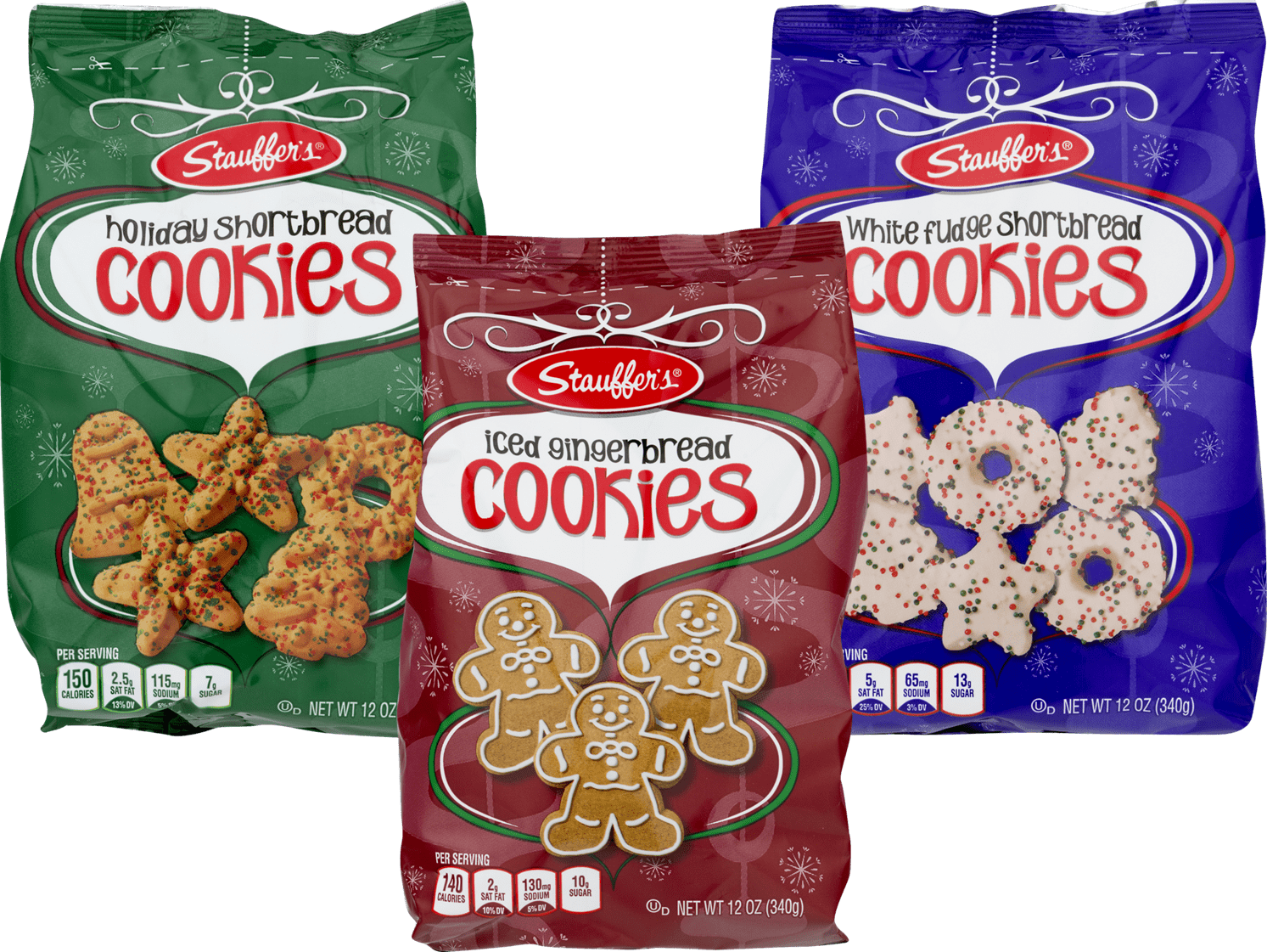 Stauffer's Holiday Cookies Holiday Shortbread, Iced Gingerbread, White