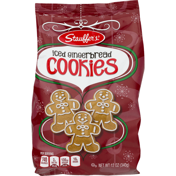 Stauffer's Iced Gingerbread Holiday Cookies, 4-Pack 12 oz. Foil-Lined Bags