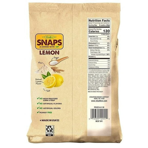 Stauffer's Original Recipe FEV6 Lemon Snaps 14 oz. Bags (3 Bags)