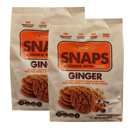 Stauffer's SNAPS Ginger Cookies, 14oz Shelf-Stable Bag, 2-Pack