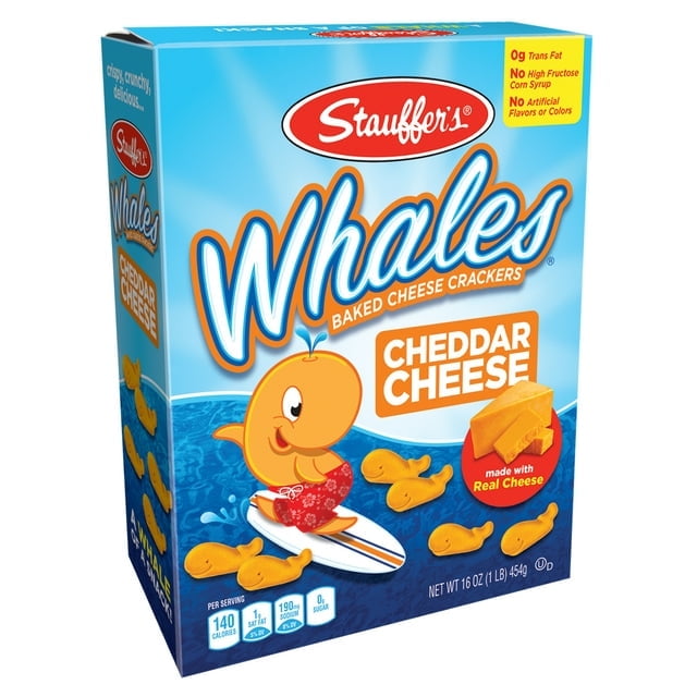 Stauffer's Whales Baked Cheddar Cheese Crackers , 16 Oz(pack of 4)