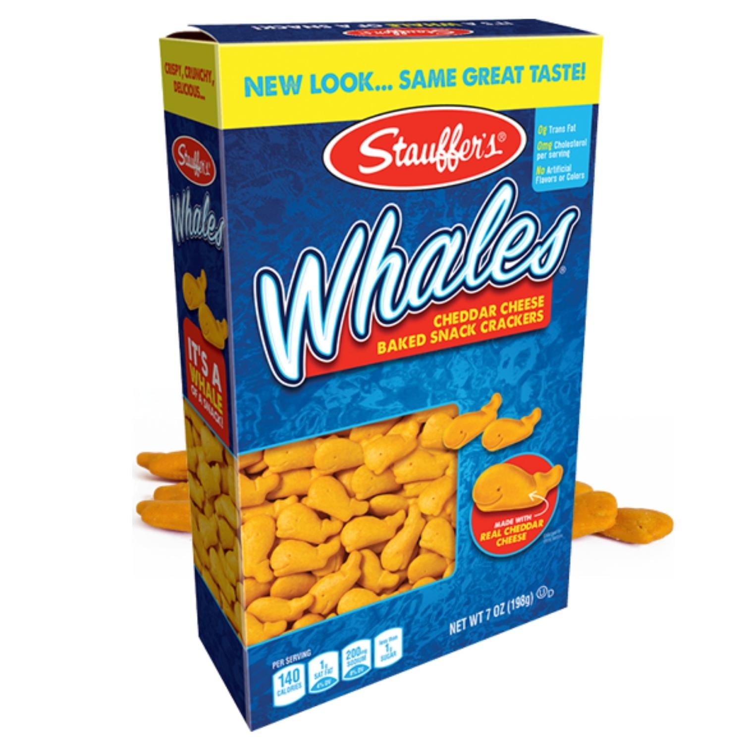 Stauffer's Whales Baked Cheddar Cheese Crackers, 7 Oz Pack of 4