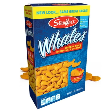 Stauffer's, Whales, Baked Cheddar MFF30 Snack Crackers, 7oz Box (Pack of 4)
