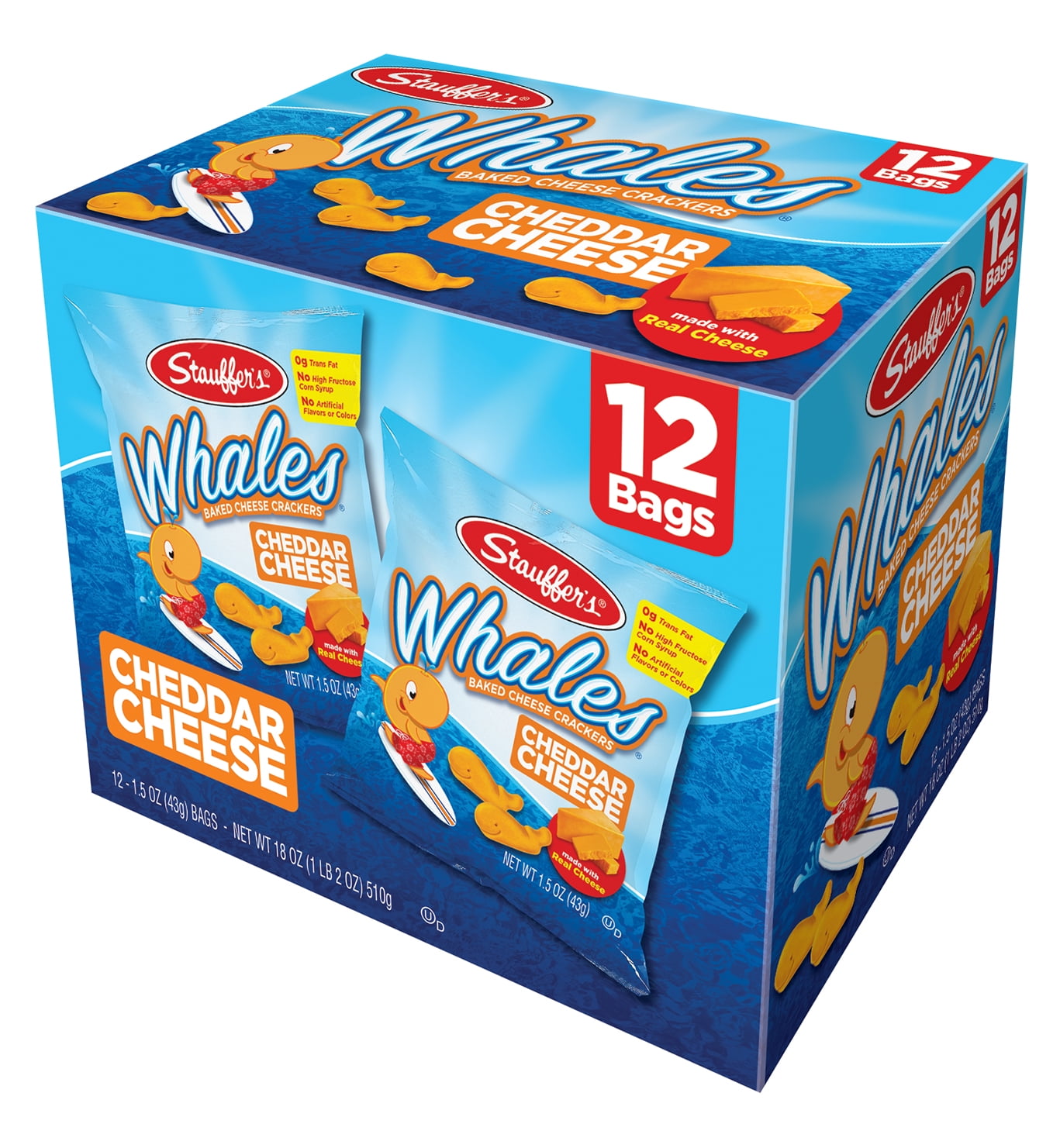 Stauffer's Whales Cheddar Cheese Crackers, 1.5 oz, 12 Count