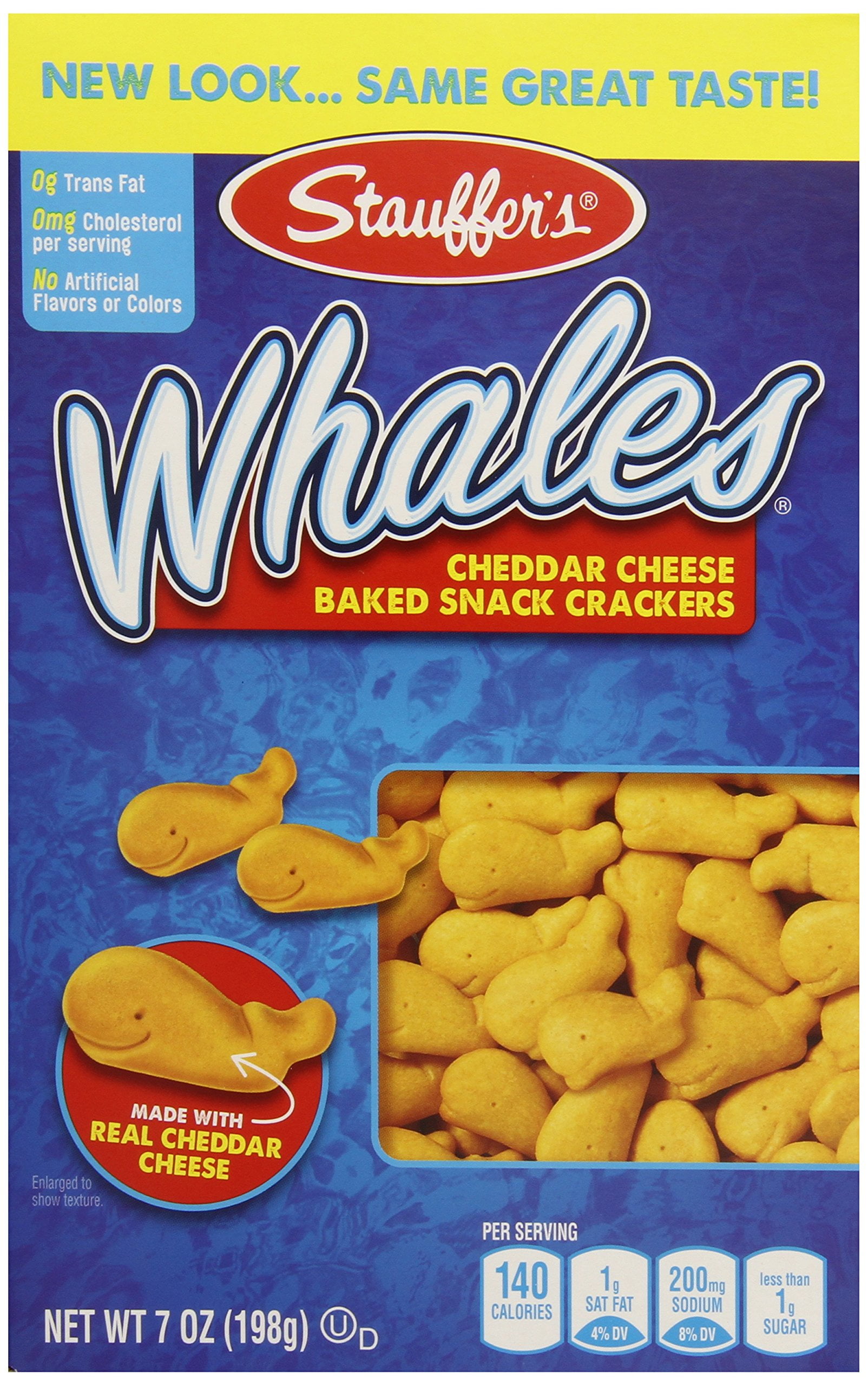 Stauffer's Whales Snack Crackers, MMF7 Baked Cheddar, 7 Ounce