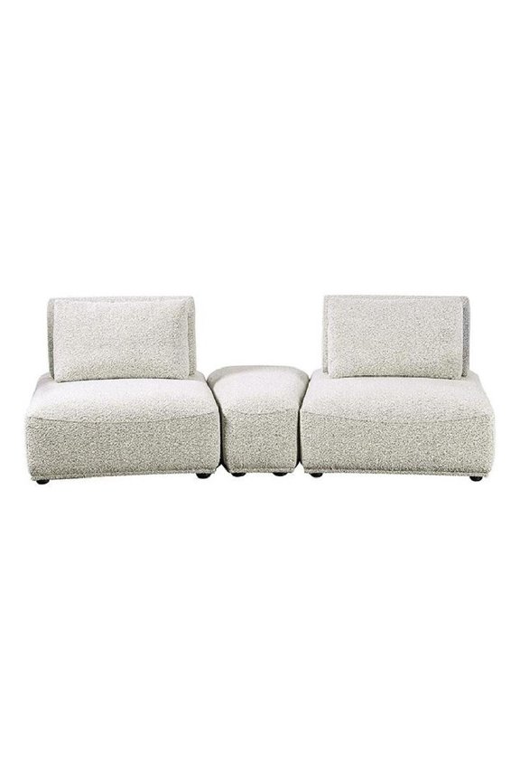 Stavan Modular Curved 2 Seat Sofa- Ottoman Gray Boucle Adjustable Back