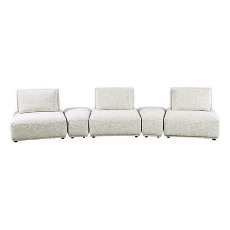 Stavan Modular Curved 3 Seater Sofa- Gray Boucle Adjustable Seat Depth