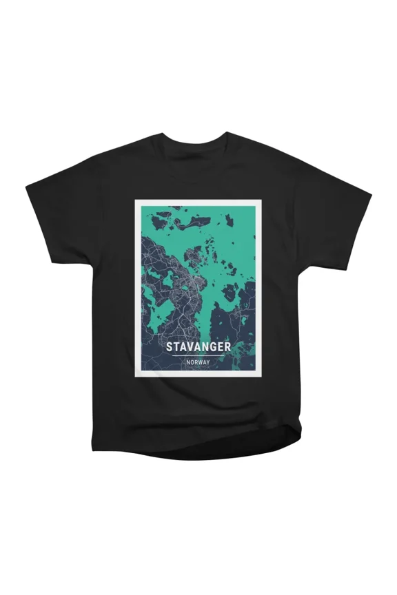 Stavanger Norway Blue Dark City Map T-Shirt Tee Gift For Him Merch For Her Apparel For Fri
