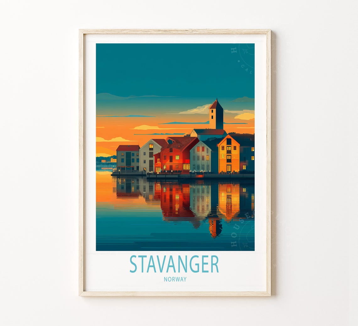 Stavanger Norway Classic Travel Wall Art Print, Norwegian City Home ...