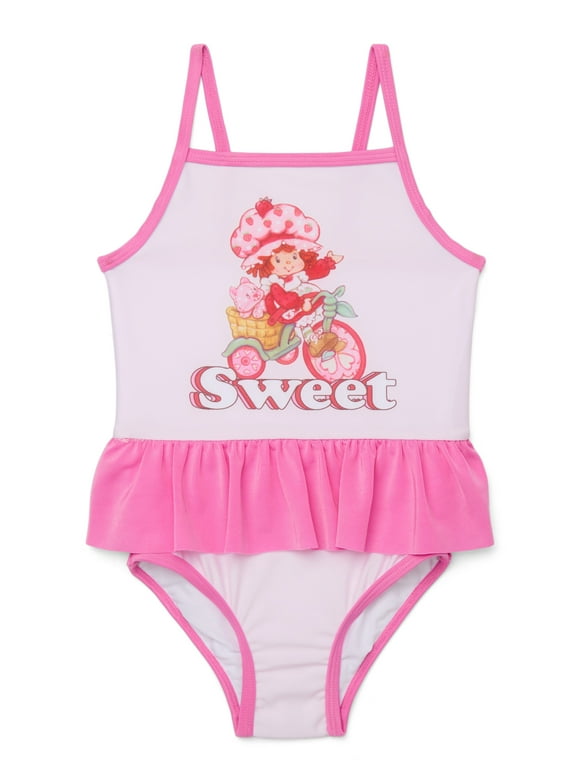 Strawberry Shortcake Toddler Girls One-Piece Swimsuit with UPF 50+, Sizes 2T-4T