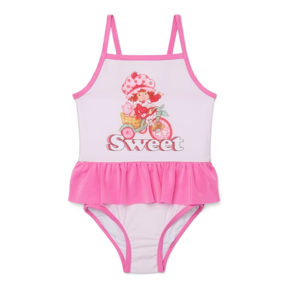 Strawberry Shortcake Toddler Girls One-Piece Swimsuit with UPF 50+, Sizes 2T-4T