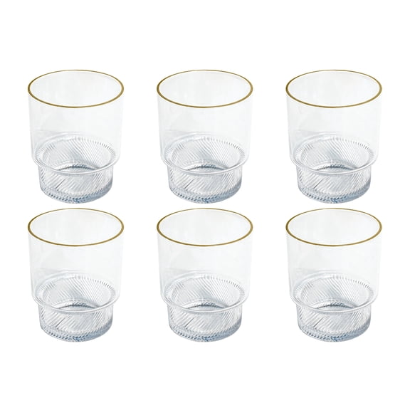 Stax Optic Acrylic Twist Drinking Glass - Clear with Gold Rim - 15.6 oz - Set of 6