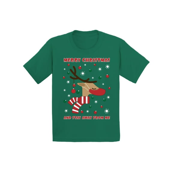 Stay Away Deer - Quarantine Toddler Christmas TShirt - Holiday Xmas Gift For Kids 2 3 4 5 6 Years Old