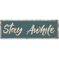thumbnail image 1 of Stay Awhile Beach Style Wood Look Sign Gift Green 6x18 Metal Decor 206180086037, 1 of 1