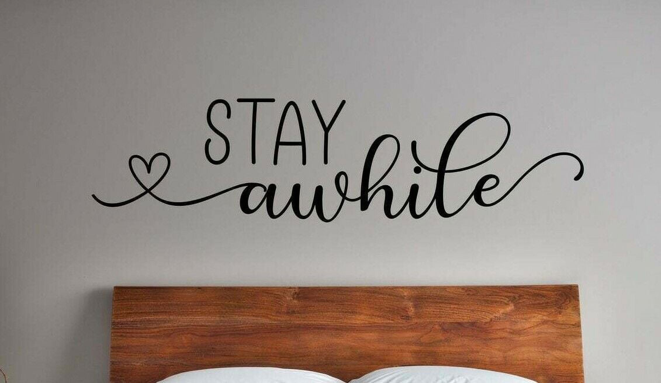 Stay Awhile Love Heart Couple Vinyl Wall Art Decal Words Lettering