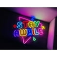 thumbnail image 1 of Stay Awhile Neon Sign, Game Room Wall Art Decor, 1 of 4