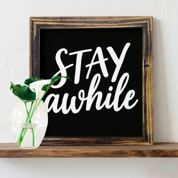 Stay Awhile Sign Wooden Wall Decor, Guest Room Wall Decor, Rustic Home Living Room Bedroom Above Bed Wall Art Wall Decor Home Nursery Bedroom Shelf Table Tiered Tray