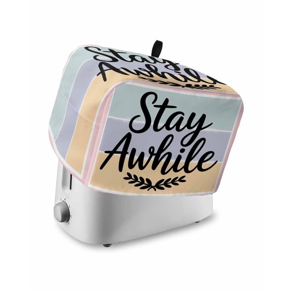 Stay Awhile Small Toaster Cover 2 Slice, Kitchen Appliance Covers, Wheat Color Block Stripes Aesthetic Toaster Oven Cover with Loop, Bread Machine Cover Polyester Dust Cover Protection