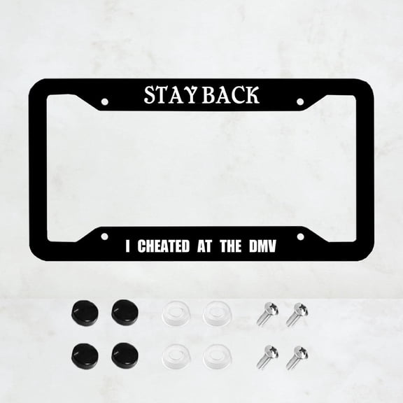 Stay Back License Plate Prame Stainless Steel Rust-Proof Auto Parts License Plate Decorative Screws Fit Standard 4 Holes 1 U.S. License Plate, 12.2x 6.3 Inch