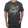 thumbnail image 1 of Stay Beautiful Positivity Quote Saying Pop Culture Men's Graphic T-Shirt, Heather Black, Small, 1 of 3