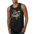 thumbnail image 1 of Stay Beautiful Positivity Quote Saying Pop Culture Mens Graphic Tank Top, Black, Small, 1 of 3