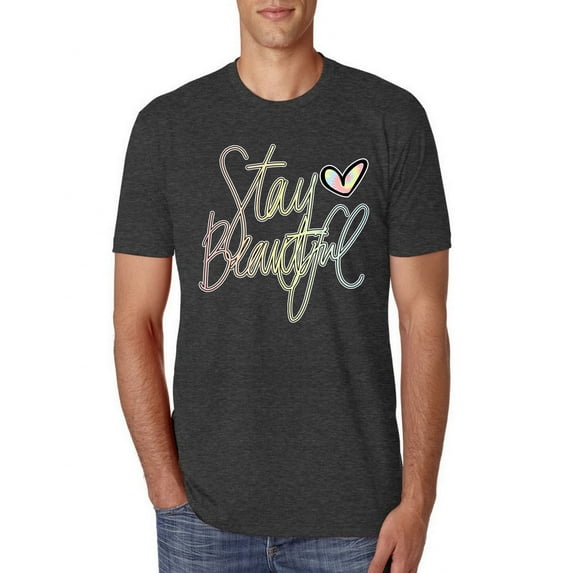 Stay Beautiful Positivity Quote Saying Pop Culture Mens Premium Tri Blend T-Shirt, Vintage Black, Medium